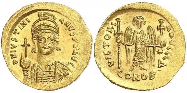 1 Solidus Byzantine Empire (330-1453) Gold Justinian I (482-565)
