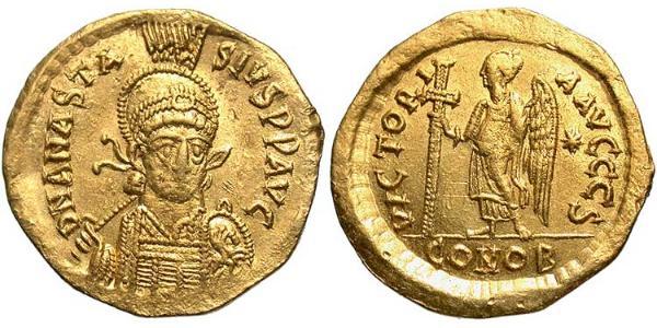 1 Solidus Byzantine Empire (330-1453) Gold Anastasius I (430-518)