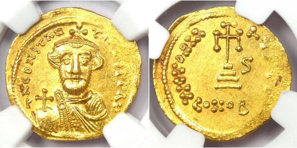 1 Solidus Byzantine Empire (330-1453) Gold Constans II (630-668)