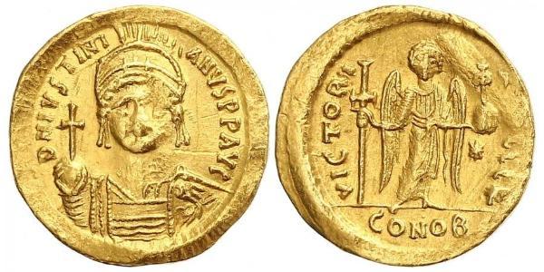 1 Solidus Byzantine Empire (330-1453) Gold Justinian I (482-565)