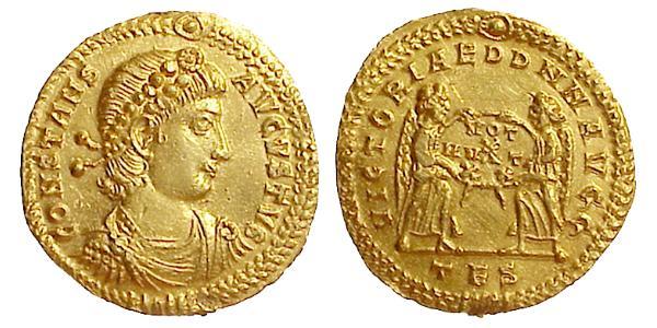 1 Solidus Byzantine Empire (330-1453) Gold Constans I (320-350)