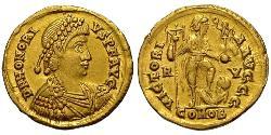 1 Solidus Imperio romano de Occidente (285-476) Oro Honorio (384-423)