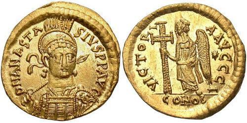 1 Solidus Impero bizantino (330-1453) Oro Anastasio I (430-518)