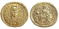 1 Solidus Византийская империя (330-1453) Золото Феодосий II (401-450)