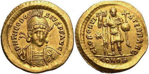 1 Solidus Византийская империя (330-1453) Золото Феодосий II (401-450)