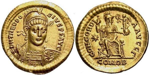 1 Solidus Византийская империя (330-1453) Золото Феодосий II (401-450)
