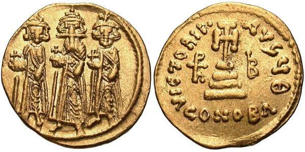 1 Solidus Византийская империя (330-1453) Золото Ираклий I (575-641)