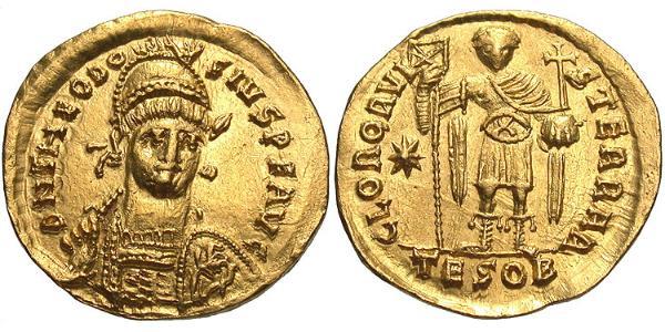 1 Solidus 拜占庭帝国 金 Theodosius II (401-450)