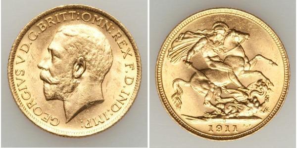 1 Sovereign Australia (1788 - 1939) Gold George V of the United Kingdom (1865-1936)