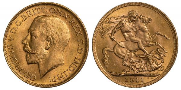 1 Sovereign United Kingdom of Great Britain and Ireland (1801-1922) Gold George V of the United Kingdom (1865-1936)
