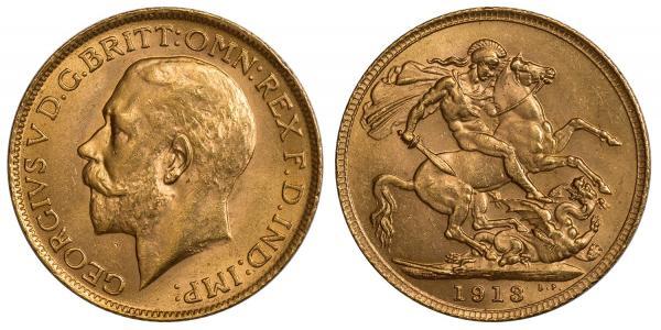 1 Sovereign United Kingdom of Great Britain and Ireland (1801-1922) Gold George V of the United Kingdom (1865-1936)