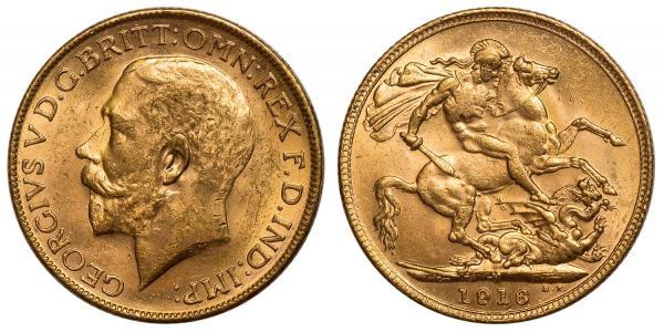1 Sovereign United Kingdom of Great Britain and Ireland (1801-1922) Gold George V of the United Kingdom (1865-1936)