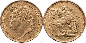 1 Sovereign Vereinigtes Königreich von Großbritannien und Irland (1801-1922) Gold Georg IV (1762-1830)