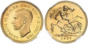 1 Sovereign Regno Unito (1922-) Oro Giorgio VI (1895-1952)