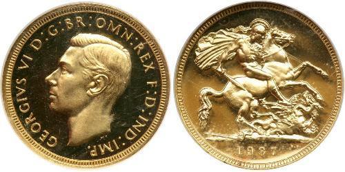 1 Sovereign Regno Unito (1922-) Oro Giorgio VI (1895-1952)