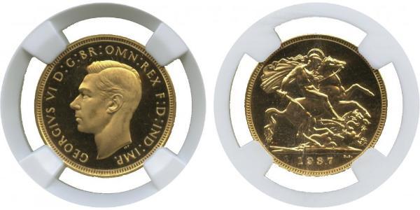 1 Sovereign Regno Unito (1922-) Oro Giorgio VI (1895-1952)