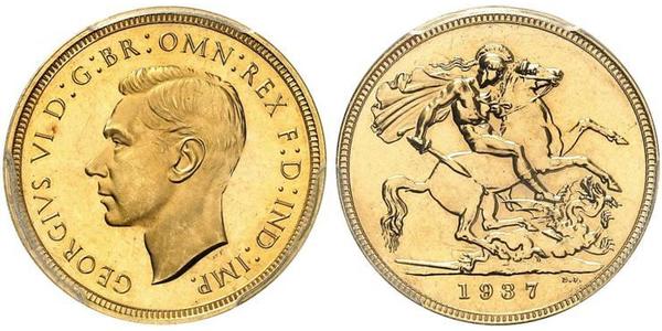 1 Sovereign Regno Unito (1922-) Oro Giorgio VI (1895-1952)