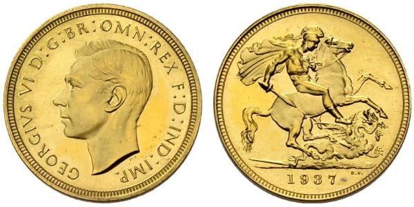 1 Sovereign Regno Unito (1922-) Oro Giorgio VI (1895-1952)