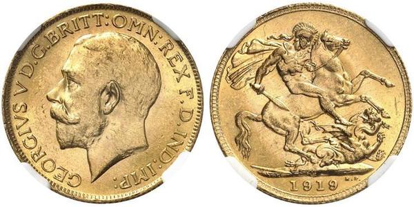 1 Sovereign 加拿大 金 乔治五世  (1865-1936)