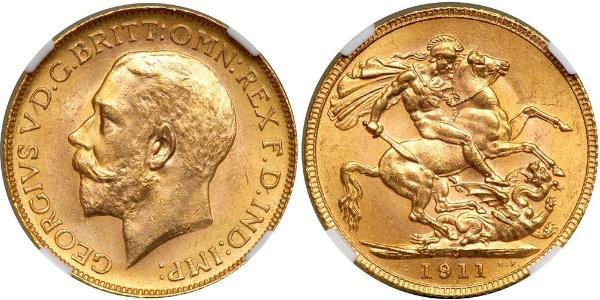 1 Sovereign 加拿大 金 乔治五世  (1865-1936)
