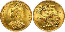 1 Sovereign 大不列颠及爱尔兰联合王国 (1801 - 1922) 金 维多利亚 (英国君主)