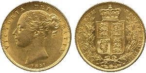 1 Sovereign 大不列颠及爱尔兰联合王国 (1801 - 1922) 金 维多利亚 (英国君主)