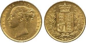 1 Sovereign 大不列颠及爱尔兰联合王国 (1801 - 1922) 金 维多利亚 (英国君主)