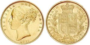 1 Sovereign 大不列颠及爱尔兰联合王国 (1801 - 1922) 金 维多利亚 (英国君主)