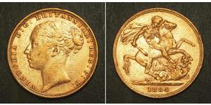1 Sovereign 大不列颠及爱尔兰联合王国 (1801 - 1922) 金 维多利亚 (英国君主)
