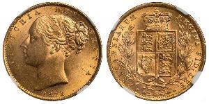 1 Sovereign 大不列颠及爱尔兰联合王国 (1801 - 1922) 金 维多利亚 (英国君主)