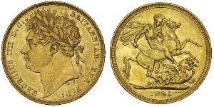 1 Sovereign 大不列颠及爱尔兰联合王国 (1801 - 1922) 金 喬治四世 (1762-1830)