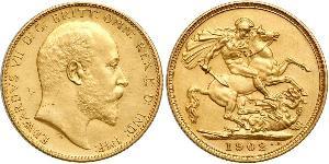 1 Sovereign 大不列颠及爱尔兰联合王国 (1801 - 1922) 金 爱德华七世 (1841-1910)