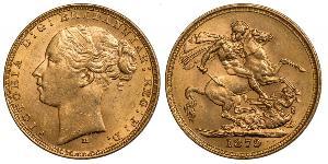 1 Sovereign 大不列颠及爱尔兰联合王国 (1801 - 1922) 金 维多利亚 (英国君主)