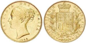 1 Sovereign 大不列颠及爱尔兰联合王国 (1801 - 1922) 金 维多利亚 (英国君主)