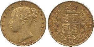 1 Sovereign 大不列颠及爱尔兰联合王国 (1801 - 1922) 金 维多利亚 (英国君主)