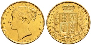 1 Sovereign 大不列颠及爱尔兰联合王国 (1801 - 1922) 金 维多利亚 (英国君主)