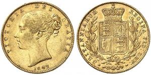 1 Sovereign 大不列颠及爱尔兰联合王国 (1801 - 1922) 金 维多利亚 (英国君主)