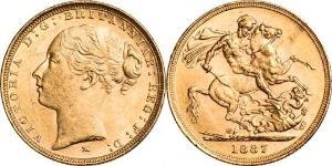 1 Sovereign 大不列颠及爱尔兰联合王国 (1801 - 1922) 金 维多利亚 (英国君主)