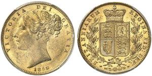 1 Sovereign 大不列颠及爱尔兰联合王国 (1801 - 1922) 金 维多利亚 (英国君主)