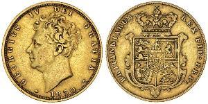 1 Sovereign 大不列颠及爱尔兰联合王国 (1801 - 1922) 金 喬治四世 (1762-1830)