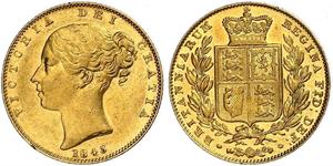 1 Sovereign 大不列颠及爱尔兰联合王国 (1801 - 1922) 金 维多利亚 (英国君主)