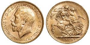 1 Sovereign 大不列颠及爱尔兰联合王国 (1801 - 1922) 金 乔治五世  (1865-1936)