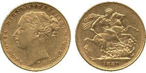 1 Sovereign 大不列颠及爱尔兰联合王国 (1801 - 1922) 金 维多利亚 (英国君主)