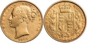1 Sovereign 大不列颠及爱尔兰联合王国 (1801 - 1922) 金 维多利亚 (英国君主)