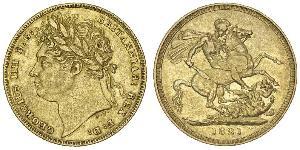 1 Sovereign 大不列颠及爱尔兰联合王国 (1801 - 1922) 金 喬治四世 (1762-1830)