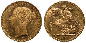 1 Sovereign 大不列颠及爱尔兰联合王国 (1801 - 1922) 金 维多利亚 (英国君主)