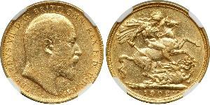 1 Sovereign 大不列颠及爱尔兰联合王国 (1801 - 1922) 金 爱德华七世 (1841-1910)