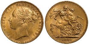 1 Sovereign 大不列颠及爱尔兰联合王国 (1801 - 1922) 金 维多利亚 (英国君主)