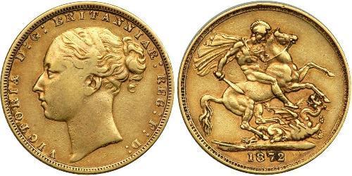 1 Sovereign 大不列颠及爱尔兰联合王国 (1801 - 1922) 金 维多利亚 (英国君主)