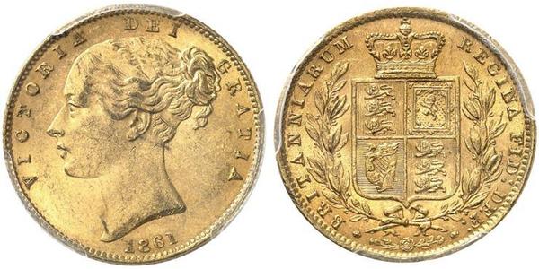 1 Sovereign 大不列颠及爱尔兰联合王国 (1801 - 1922) 金 维多利亚 (英国君主)
